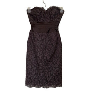 Vintage Mackenzie Michaels Womens Dress Size 2 Brown Lace Strapless Whimsigoth